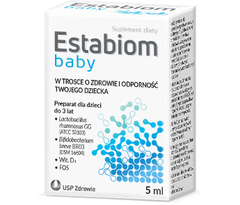 Opakowanie Estabiom Baby - probiotyki dla niemowląt i noworodków