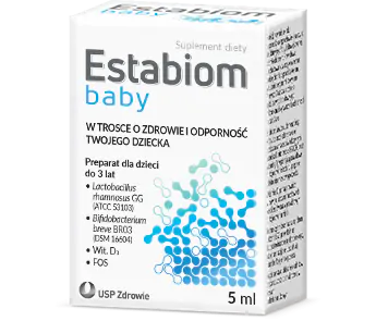 Opakowanie Estabiom Baby - probiotyki dla niemowląt i noworodków